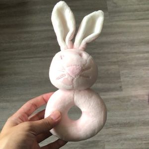 Pink bunny rattle toy